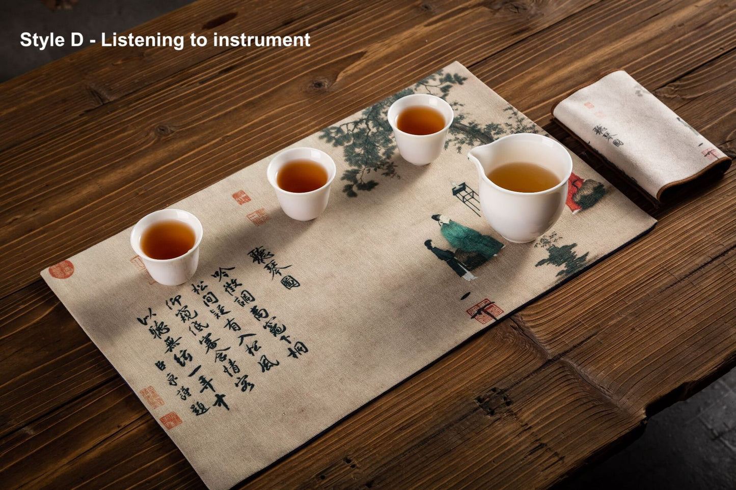 Fabric Tea Table Runner for Gongfu Tea Ceremony 30x50cm, Kungfu Tea Table Mat, Zen Style Oriental Style Tea Cloth, Kungfu Tea Accessories