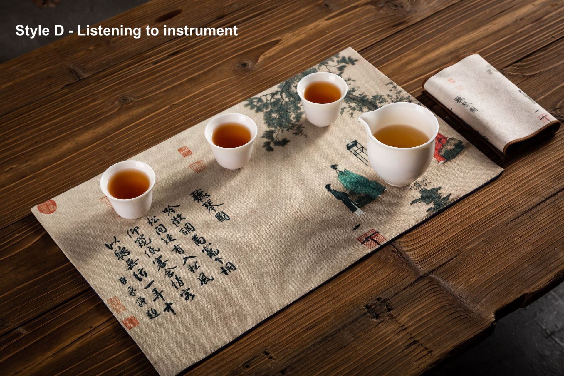 Fabric Tea Table Runner for Gongfu Tea Ceremony 30x50cm, Kungfu Tea Table Mat, Zen Style Oriental Style Tea Cloth, Kungfu Tea Accessories