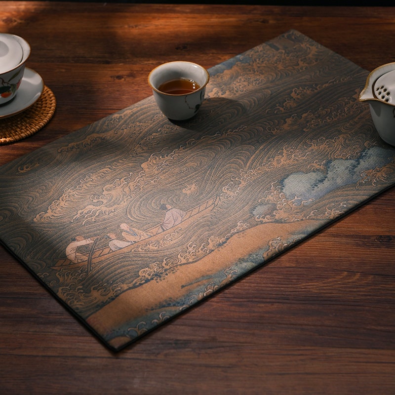Fabric Tea Table Runner for Gongfu Tea Ceremony 30x50cm, Kungfu Tea Table Mat, Zen Style Oriental Style Tea Cloth, Kungfu Tea Accessories