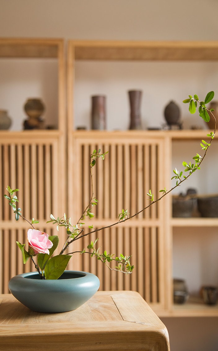 Turquoise Ikebana Vase - Round Bowl / Handmade Ikebana Container / Ikebana Bowl / Japanese Floral Arrangement / Chado Tea Table Decor