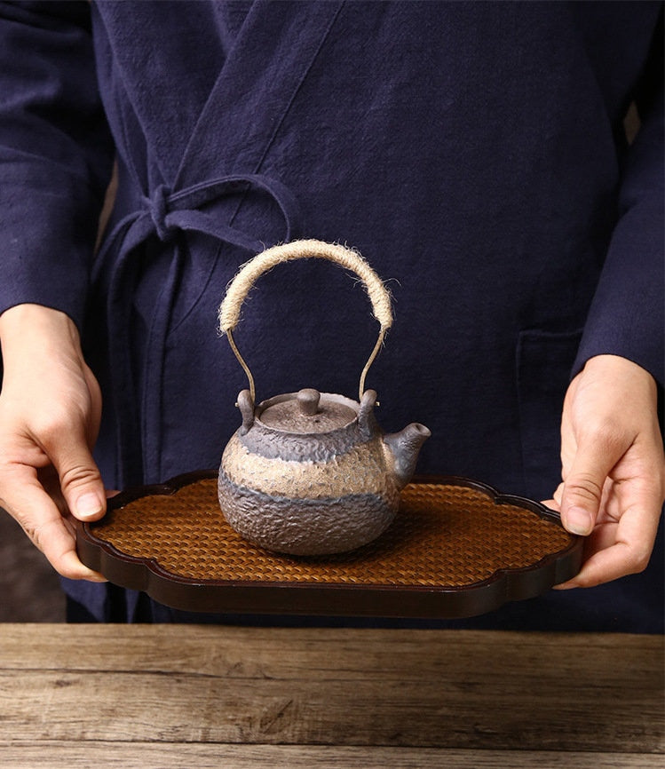 Bamboo Woven Tea Tray, Bamboo Tea Tray, Handmade Retro Style Serving Tray, Kungfu Tea Tray, Bamboo Serving Tray - 9 Styles