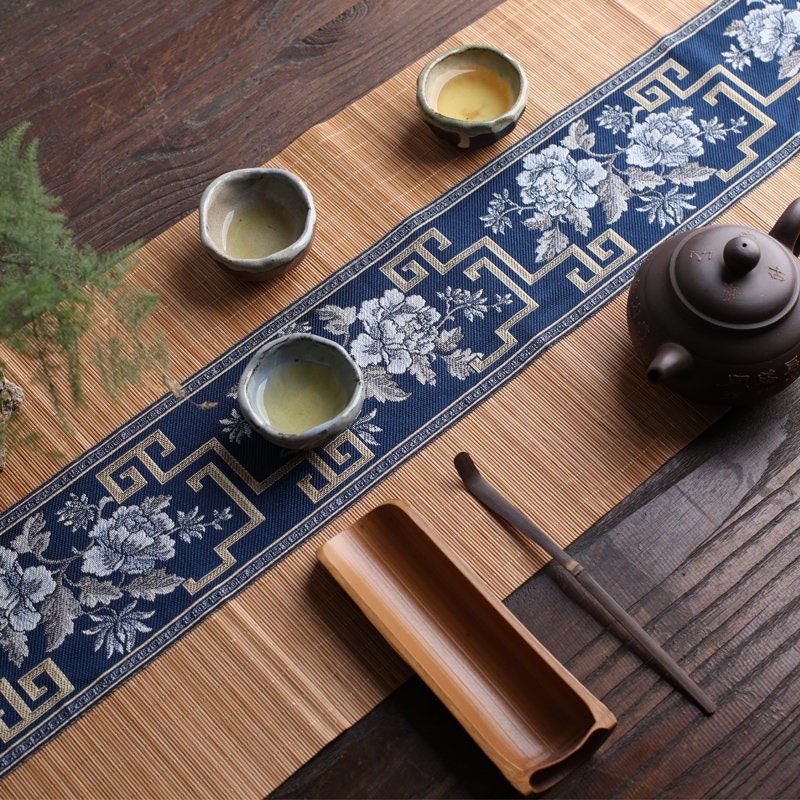 100% Natural Bamboo Table Runner, Oriental Style Bamboo Tea Table Mat, Kungfu Tea Accessories, 3 Design Multiple Lengths