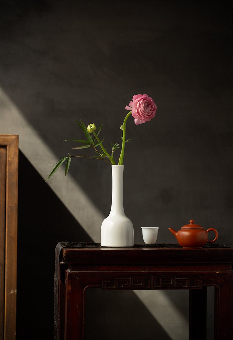 Minimalist Vase, Tea Table Vase, Chado Table Decor Vase, Kung Fu Tea Table Decor, Porcelain Small Vase, Tea Lover Gift