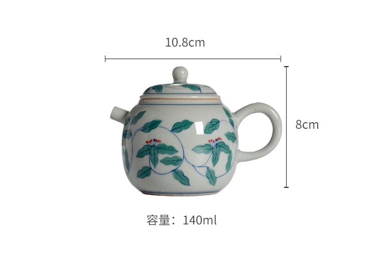 Hand Painted 'Twinned Trunks' Kungfu Teapot, Blue White Porcelain Chinese Teapot 150ml/5oz, Small Teapot, Gift to Gongfu Tea Lovers