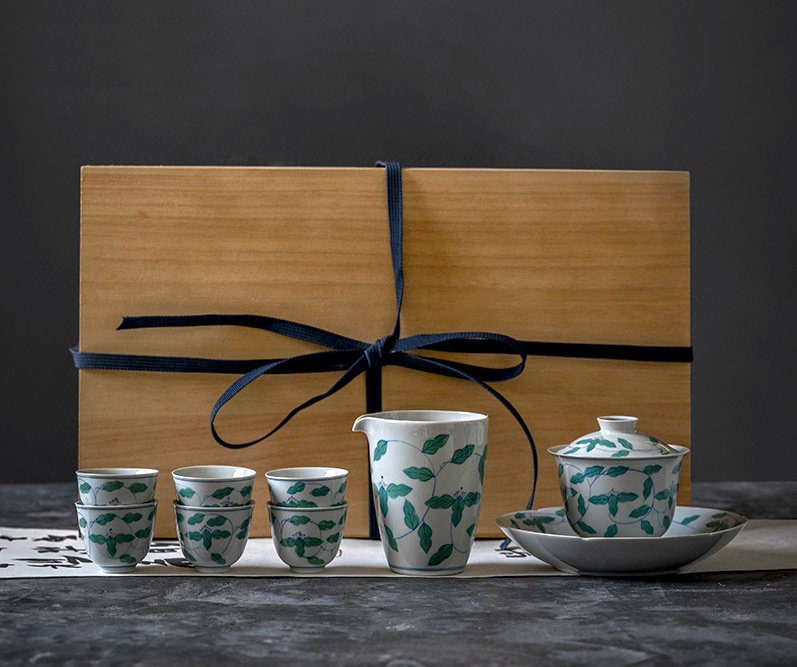 Hand Painted 'Twinned Trunks' Gaiwan 150ml/5oz, Quality Porcelain Gaiwan, Thin Walled Gaiwan Set, Gaiwan Pu-Erh Tea, Gift to Tea Lovers