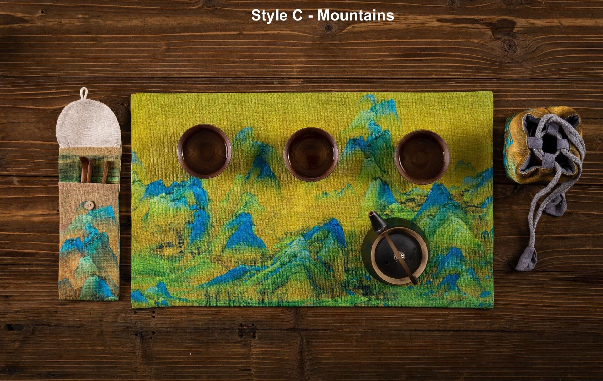 Fabric Tea Table Runner for Gongfu Tea Ceremony 30x50cm, Kungfu Tea Table Mat, Zen Style Oriental Style Tea Cloth, Kungfu Tea Accessories