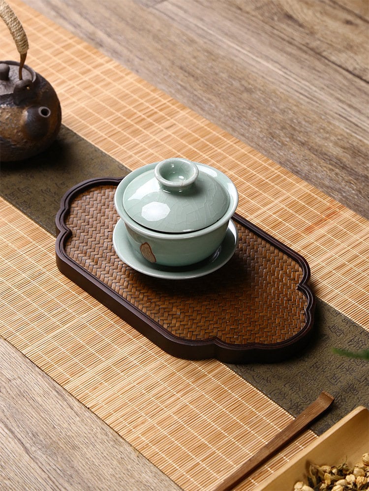 Bamboo Woven Tea Tray, Bamboo Tea Tray, Handmade Retro Style Serving Tray, Kungfu Tea Tray, Bamboo Serving Tray - 9 Styles