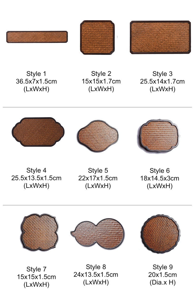 Bamboo Woven Tea Tray, Bamboo Tea Tray, Handmade Retro Style Serving Tray, Kungfu Tea Tray, Bamboo Serving Tray - 9 Styles