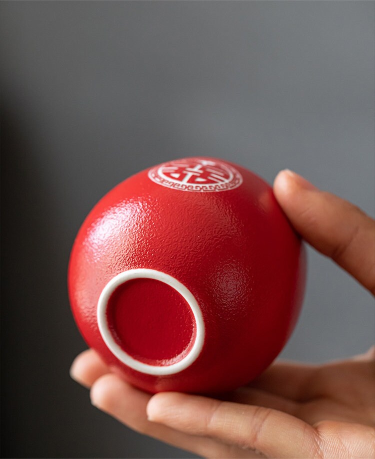 Oriental Wedding Tea Ceremony Cup, Double Happiness Wedding Tea Set, Red Ceramic Tea Cup, Red Cup Set in Gift Box