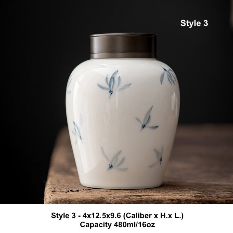 Large Orchid Ceramic Canister 1200ml/40oz, Hand Painted Jar for Loose Leaf Tea, Sealed Tea Containers, Tea Caddy, Gift to Tea Lovers