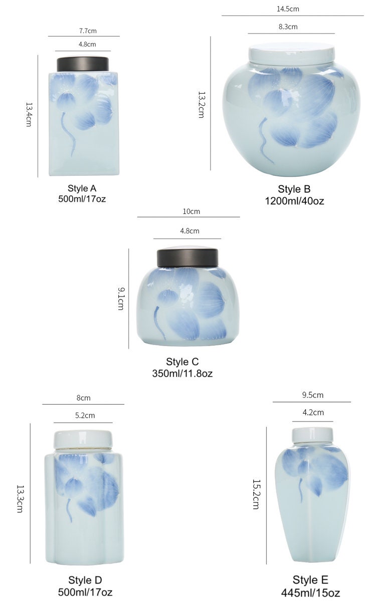 Hand Painted Lotus Ceramic Canisters, Pile Carving Lotus Tea Container for Loose Leaf Tea, Tea Caddy, Ceramic Tea Jars, Gift to Tea Lovers