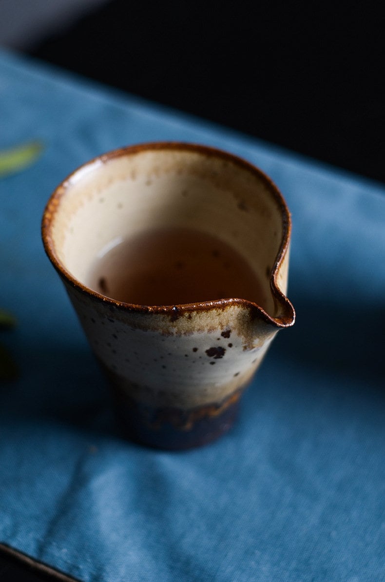 Jingdezhen 'Sunset' Stoneware Gaiwan Set, Handmade Wood-fire Color Kungfu Tea Set - 1 Gaiwan, 4 cups and 1 pitcher, Gongfu Tea Lovers Gift