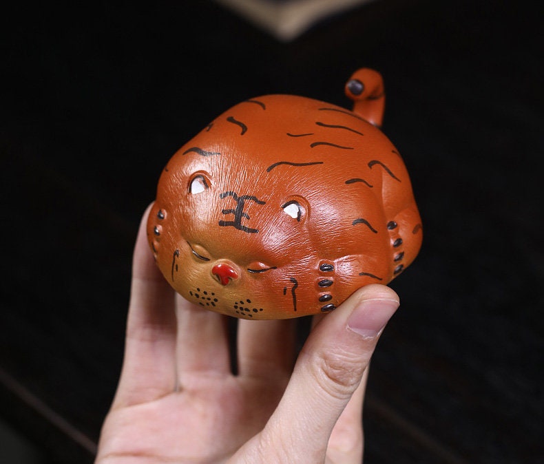 Tiger Zisha Gongfu Cup, Chinese Yixing Handmade Zisha Cup, Tiger Tea Pet, Kungfu Tea Cup Tea Bowl with handle, 2 Style, Tea Lover Gift