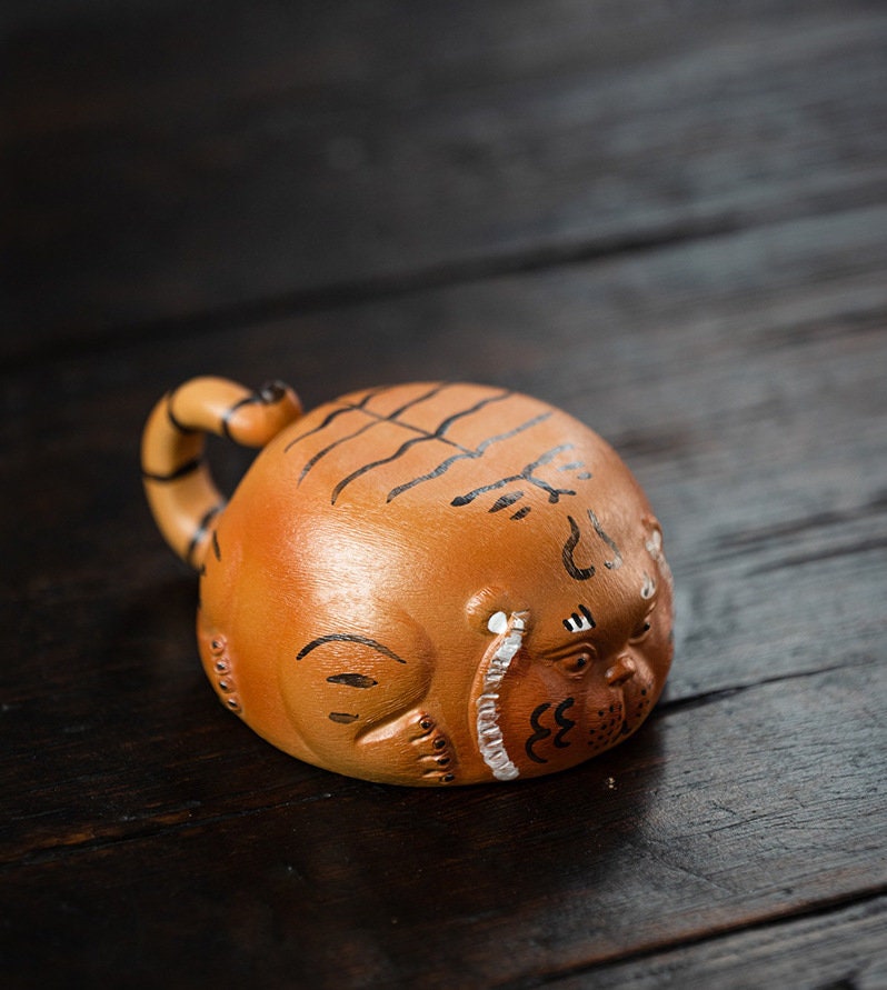 Tiger Zisha Gongfu Cup, Chinese Yixing Handmade Zisha Cup, Tiger Tea Pet, Kungfu Tea Cup Tea Bowl with handle, 2 Style, Tea Lover Gift
