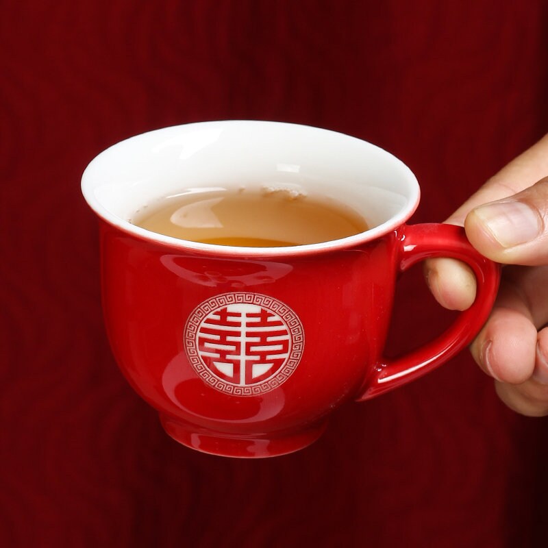 Wedding Tea Ceremony Set, Double Happiness Wedding Set includes Teapot, 6/8/10 Cups and Tray, Oriental Tea Ceremony Set for Wedding