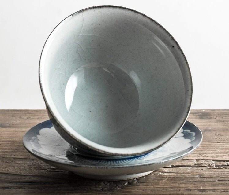 Fanggu Style Blue White Peony Gaiwan Set, Jingdezhen Handmade Gaiwan with Cups, Porcelain Gaiwan with Saucer, Kungfu Tea Lovers Gift