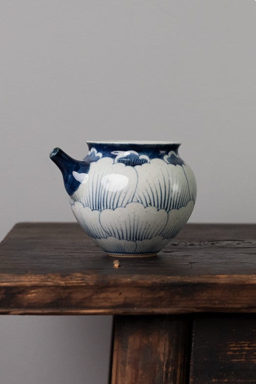 Fanggu Style Blue White Peony Gaiwan Set, Jingdezhen Handmade Gaiwan with Cups, Porcelain Gaiwan with Saucer, Kungfu Tea Lovers Gift