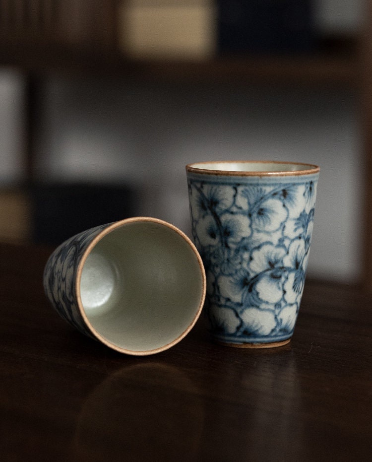 Fanggu Style Blue White Gaiwan 120ml/4oz, Ginkgo Leaves Gaiwan, Gaiwan for Kungfu (Gongfu) Tea, Gaiwan Pu-Erh Tea, Gift to Tea Lovers