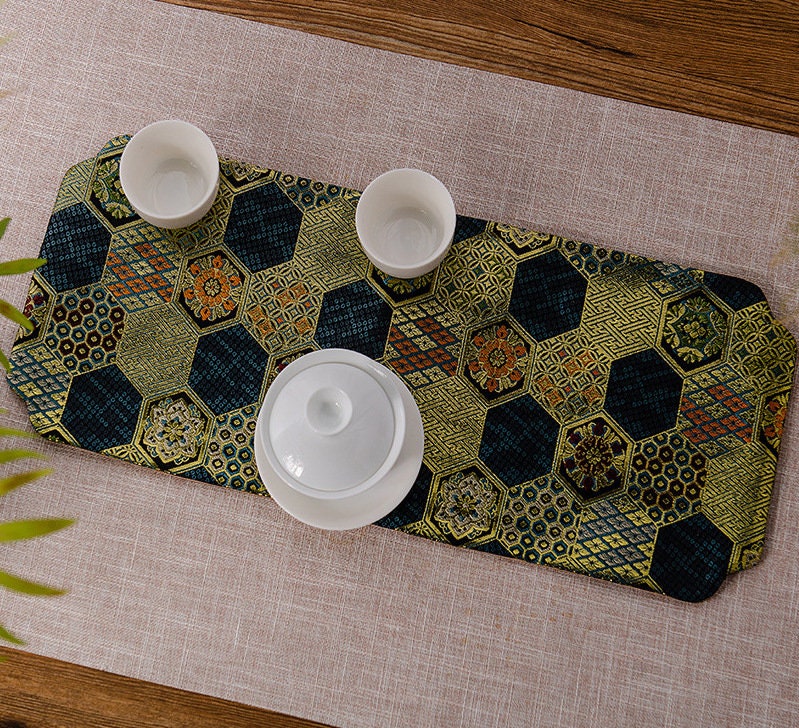 Tea Ceremony Mats 20x48cm, Brocade, Zen Style, Chado Tea Cloth, Small Tea Table Placemat, Tea Towels, Gongfu Tea Set Accessory, 5 Styles