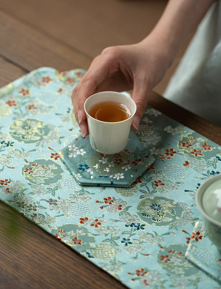 Gongfu Tea Ceremony Mats 20x48cm, Brocade, Zen Style Mat, Chado Cloth, Tea Table Placemat, Tea Towels, Gongfu Tea Set Accessory, 5 Styles