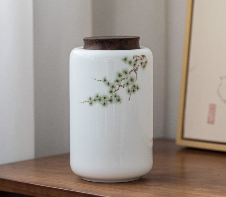 Hand Painted Large Size Tea Jars 1200ml/40oz, White Porcelain Tea Canister for Loose Tea Leaf, Tea Containers, Tea Caddy, Tea Tin, 8 Styles
