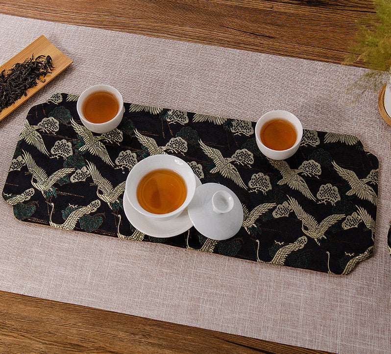 Tea Ceremony Mats 20x48cm, Brocade, Zen Style, Small Tea table Placemat, Tea Table Cloth, Tea Towel, Gongfu Tea Set Accessory, 5 Styles
