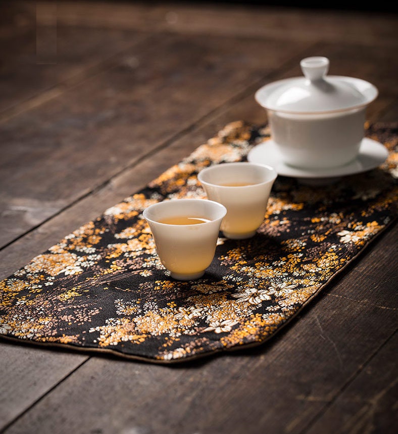Tea Ceremony Mats 20x48cm, Brocade, Zen Style, Chado Tea Cloth, Small Tea Table Placemat, Tea Towels, Gongfu Tea Set Accessory, 5 Styles