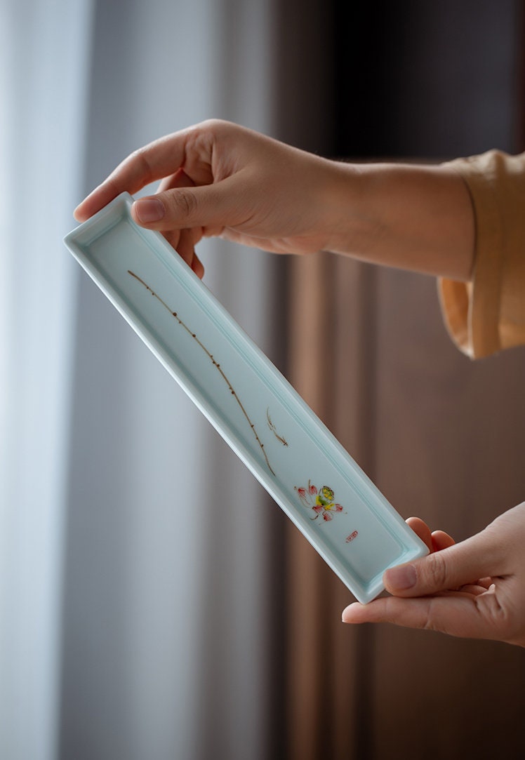 Hand Painted Lotus Incense Burner, Ceramic Incense Holder, Handmade, Zen Style Incense Stick Holder, Incense Burner Home Decor, Meditation