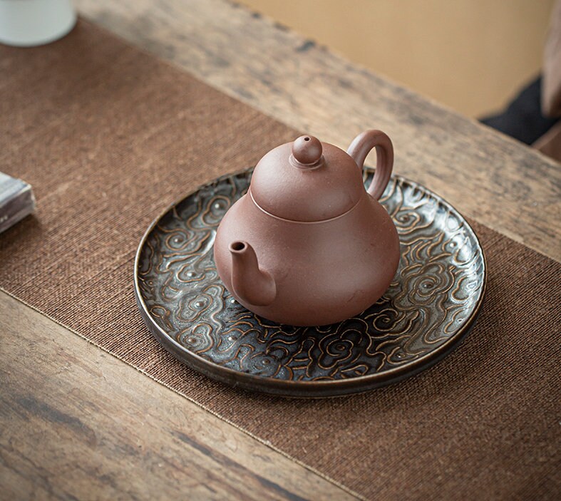 Lucky Clouds Tea Tray, Teapot Holder (Hu Cheng), Serving Tray, Gongfu Tea Tray, Gongfu Tea Table Fruit Snack Platter, Zen Style Trays