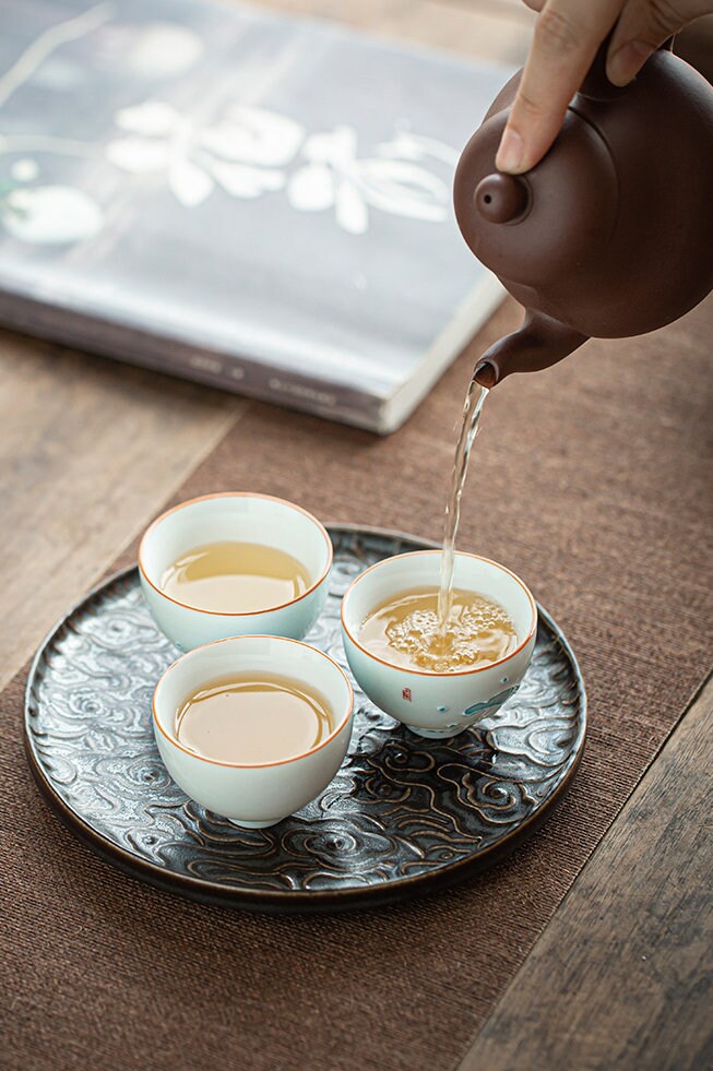 Lucky Clouds Tea Tray, Teapot Holder (Hu Cheng), Serving Tray, Gongfu Tea Tray, Gongfu Tea Table Fruit Snack Platter, Zen Style Trays