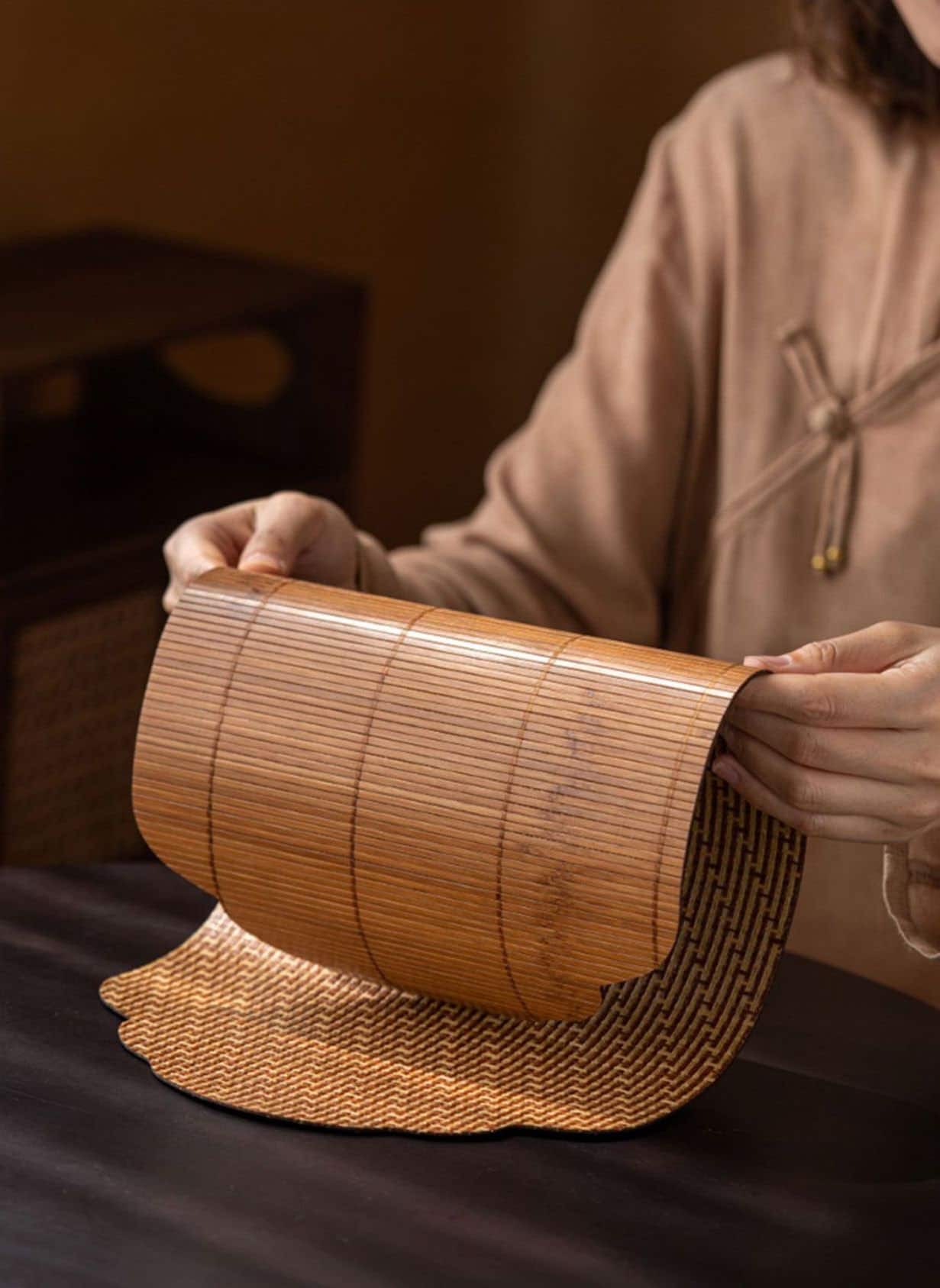 Natural Bamboo Tea Table Mat, Handmade Bamboo Tea Table Runner, Small Kungfu Tea Table Mat, Kungfu Tea Accessories, Tea Table Placemat