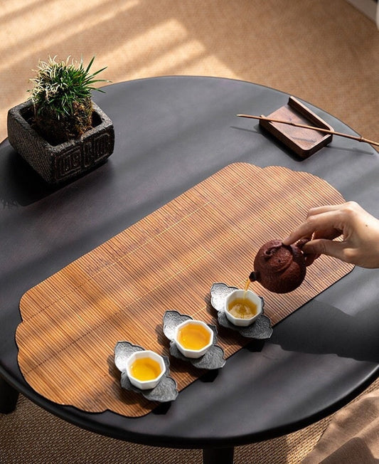 Natural Bamboo Tea Table Mat, Handmade Bamboo Tea Table Runner, Small Kungfu Tea Table Mat, Kungfu Tea Accessories, Tea Table Placemat