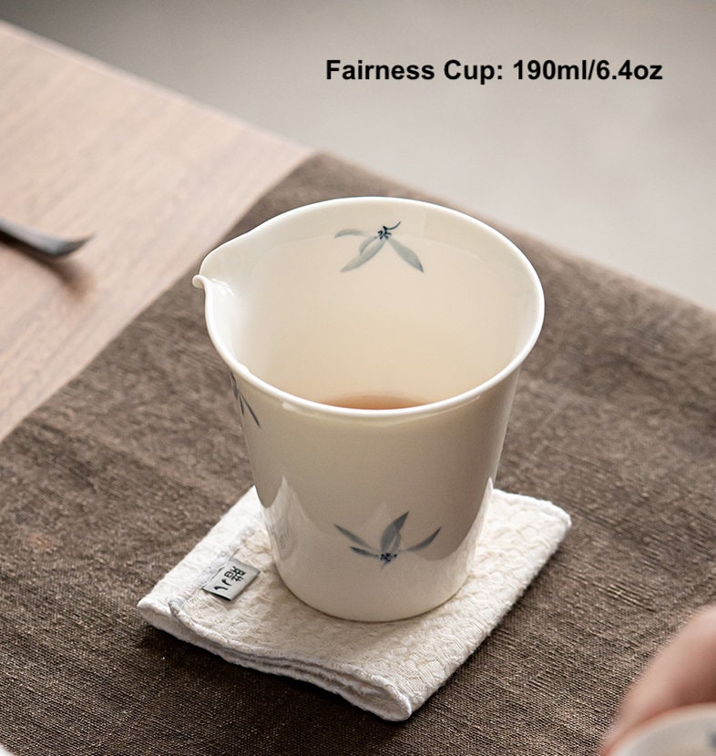 Ceramic Kungfu Tea Strainer with Hand Painted Orchid, Porcelain Kungfu Tea Strainer Set, Gongfu Tea Ceremony Accessories