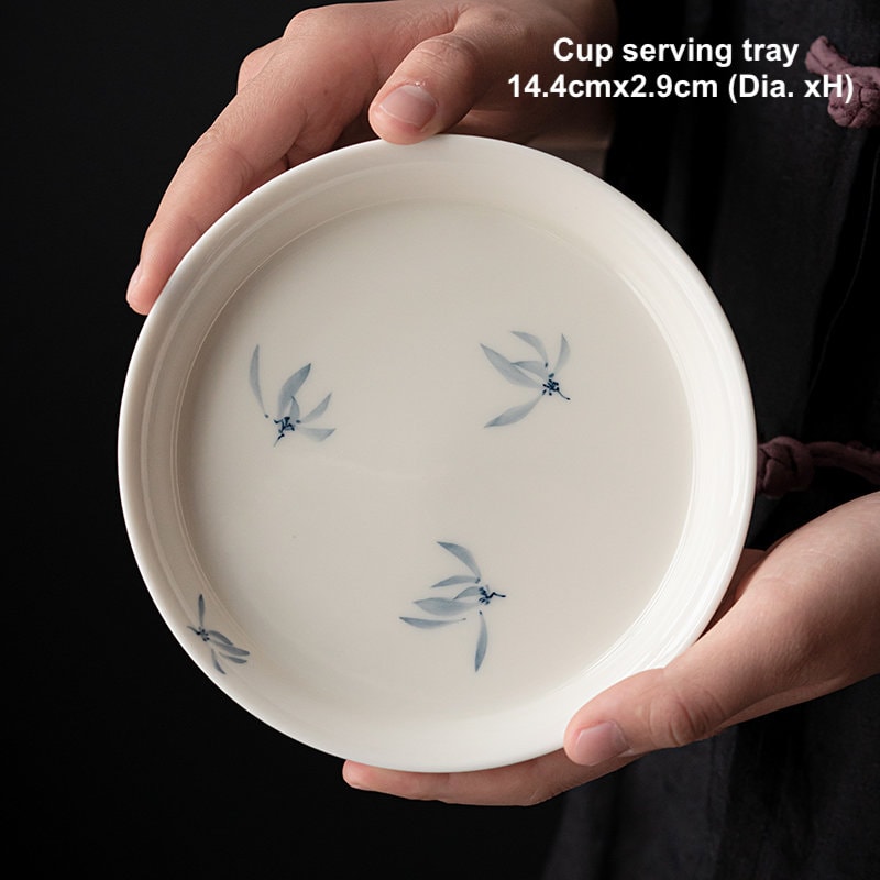 Hand Painted Orchid Kung Fu Tea Cup 50ml/1.69oz, White Porcelain Tea Cups for Gong Fu Tea Ceremony / Small Chinese Tea Cups