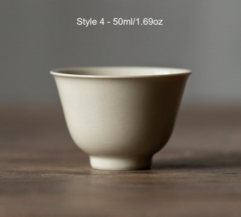 Handmade Porcelain Gongfu Tea Cups | Wood Ash Glaze Ceramic Chinese Tea Cups | Small Tea Cups for Kung Fu Tea Lovers - 4 Styles