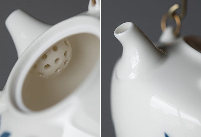 Hand Painted Orchid Gongfu Teapot 5.4oz/160ml, White Porcelain Kungfu Teapot, Small Chinese Teapot, Gift to Kungfu Tea Lovers