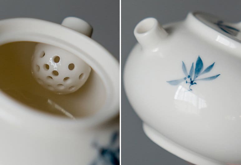 Hand Painted Orchid Gongfu Teapot 5.4oz/160ml, Small Kyusu Teapot, White Porcelain Side-Handled teapot, Gift to Kungfu Tea Lovers