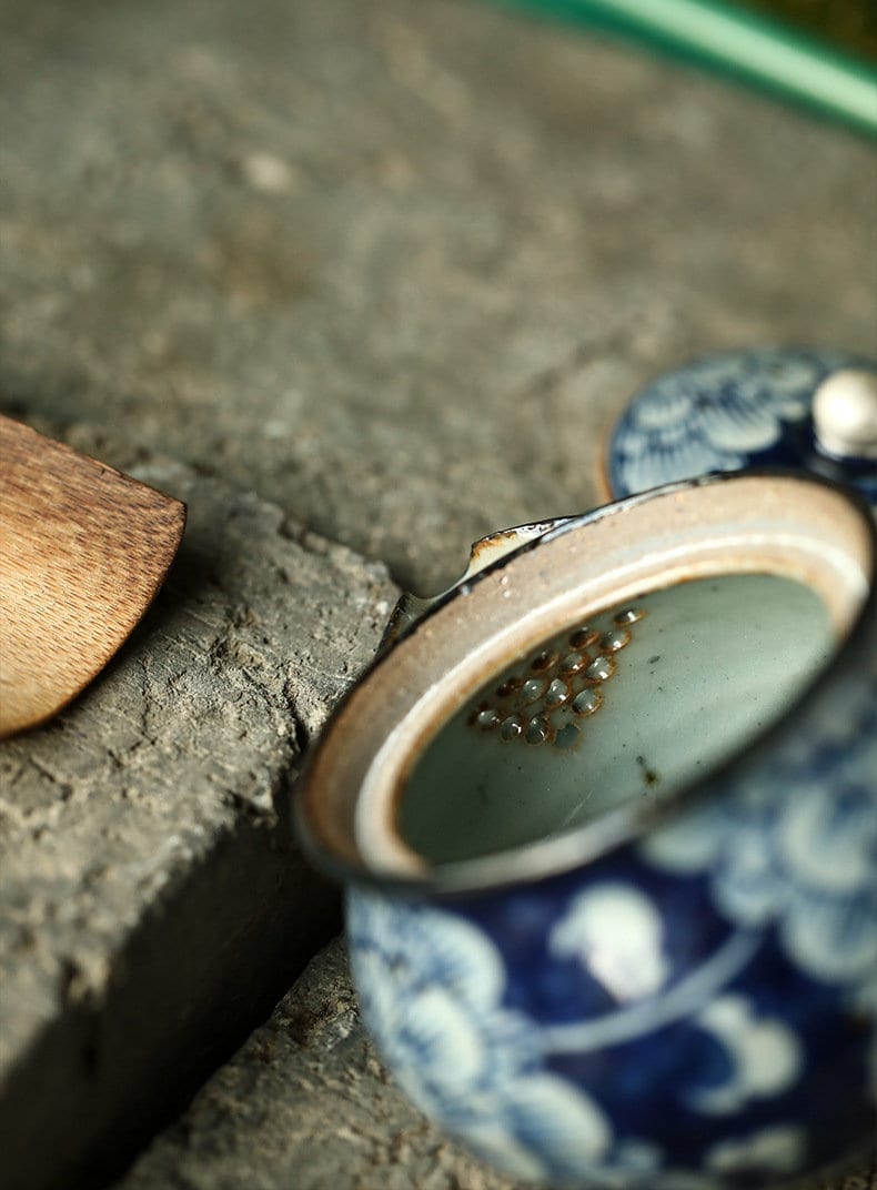 Handmade Stoneware Gongfu Teapot Set, Jingdezhen Blue White Floral Gaiwan Teapot Set - 1 Teapot 4 Cups, Gift for Tea Lovers, 2 Styles