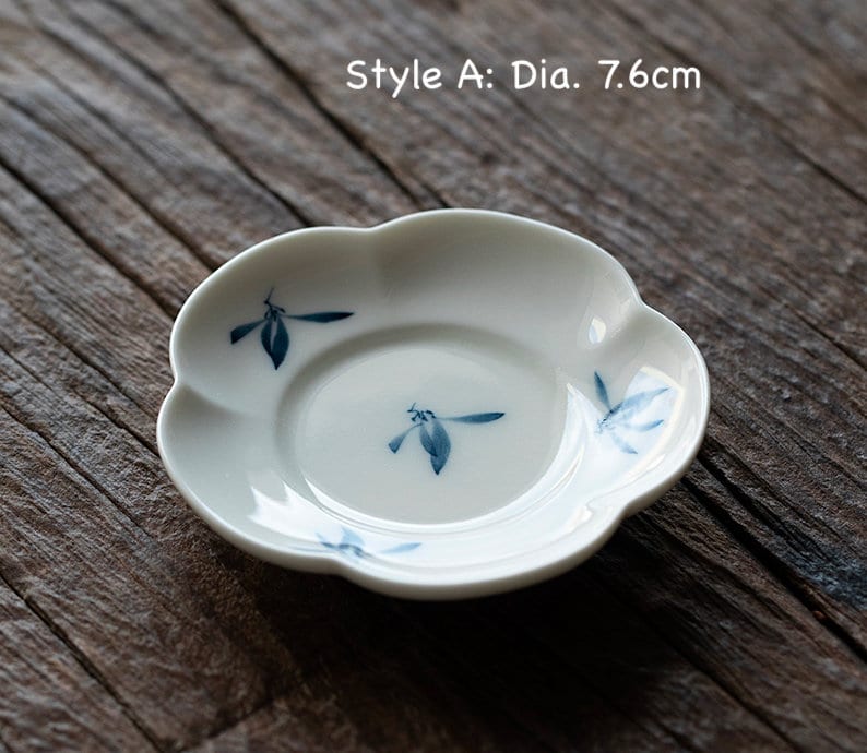 Hand Painted Orchid Cup Saucer, Kungfu Tea Cup Saucer, Gongfu Tea Ceremony Accessories