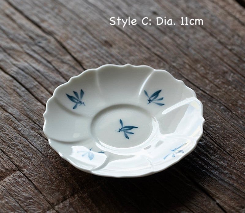Hand Painted Orchid Cup Saucer, Kungfu Tea Cup Saucer, Gongfu Tea Ceremony Accessories