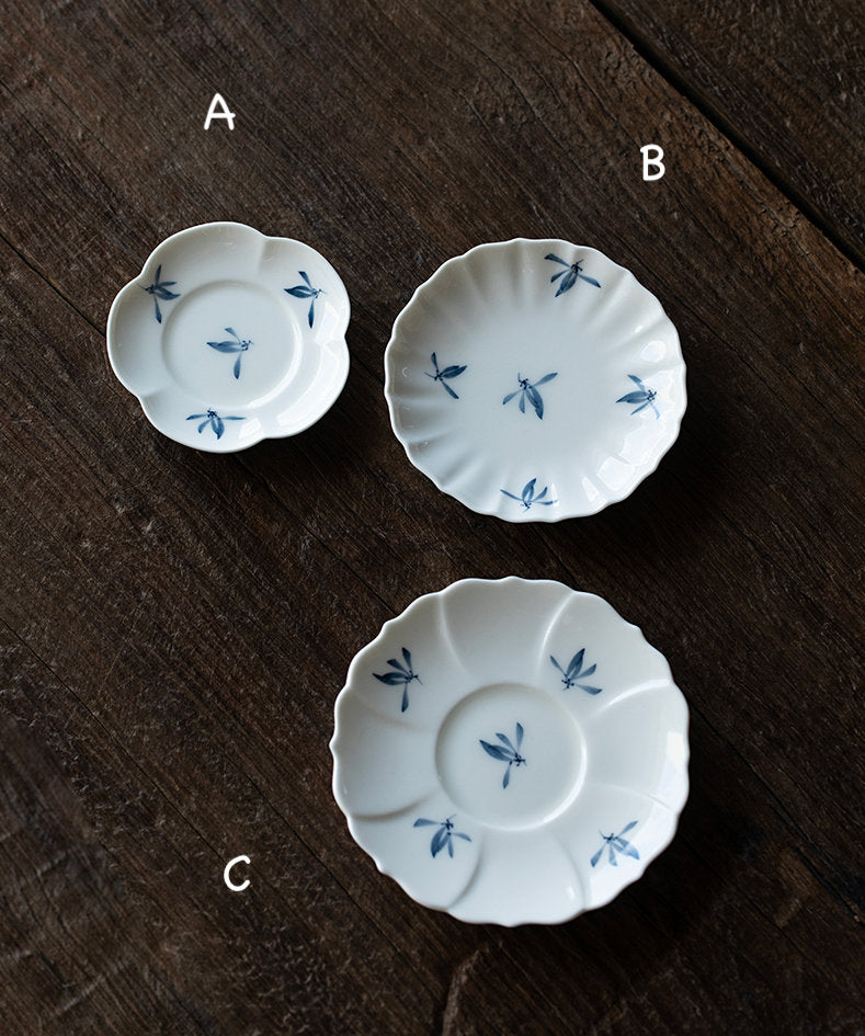 Hand Painted Orchid Cup Saucer, Kungfu Tea Cup Saucer, Gongfu Tea Ceremony Accessories