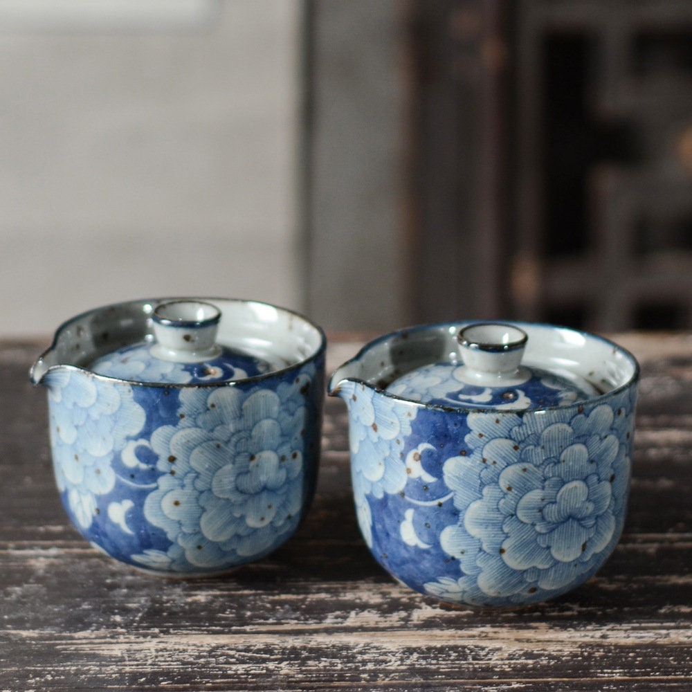Stoneware Blue White Kungfu Tea Cup 90ml/3oz | Handmade Pu-Erh Tea Cup | Hand Painted Tea Cup | Jingdezhen Tea Wares | Gift to Tea Lovers