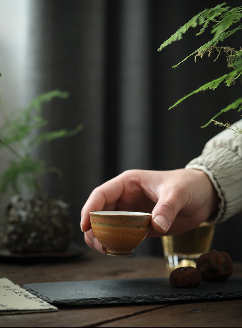 Stoneware Kyusu Teapot Set, Jingdezhen Handmade Kungfu Tea Set - 1 teapot, 4 cups and 1 pitcher, Gongfu Tea Ceremony Set, Gift to Tea Lovers