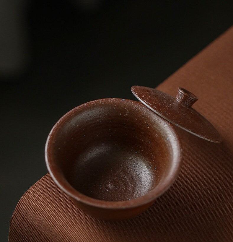 HANDMADE Stoneware Gaiwan Set, Handmade, Wood-fired, Natural Glaze, Jingdezhen Kungfu Teapot Set, Gaiwan, Gongfu Tea Lovers Gift