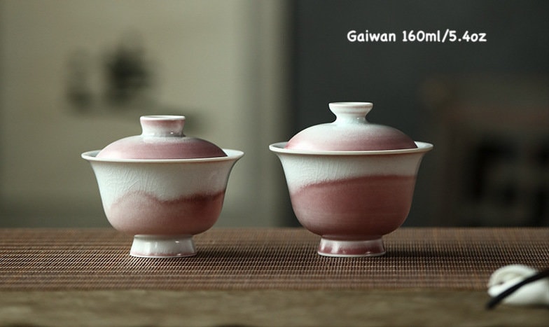 Handmade Pink Gaiwan Tea Set, Jingdezhen handmade tea set, Chinese Gongfu tea ceremony set, Asian Tea Set, Kungfu Tea Lovers Gift Set