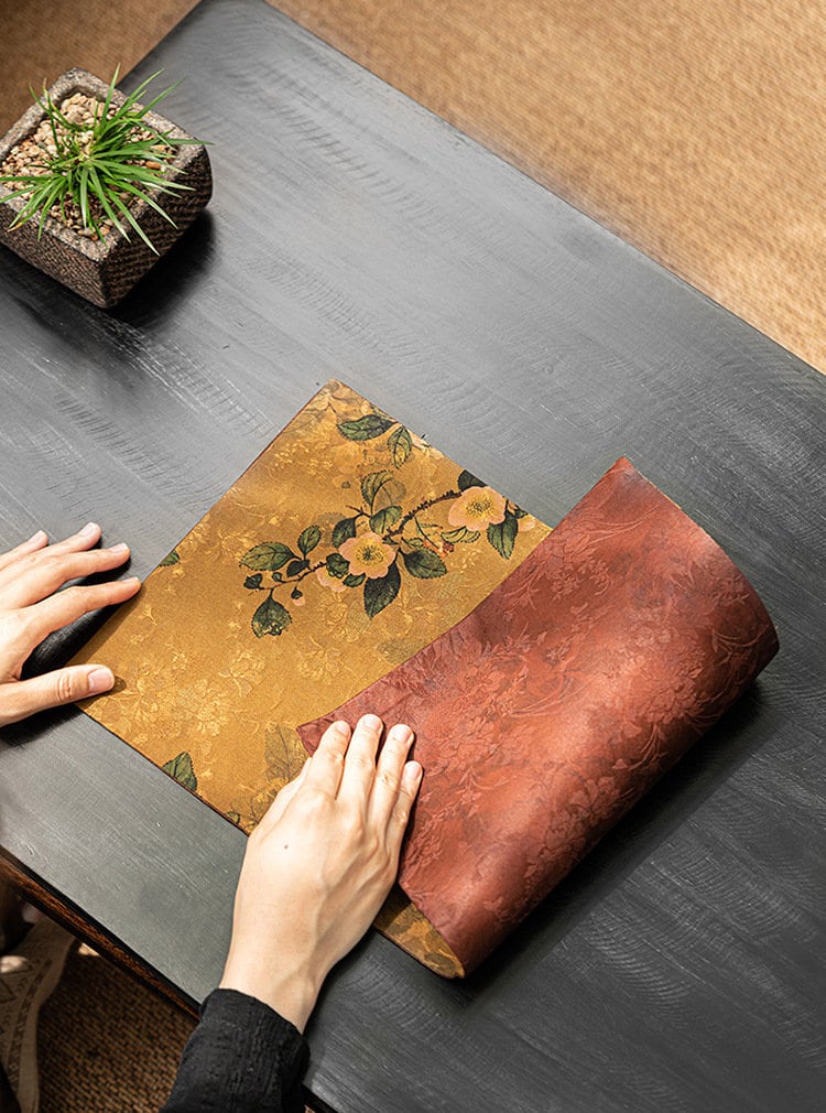 Tea-Silk Mats, Gambiered Canton Silk Tea Mats, Natural Dye, Tea table Placemat, Chado table placemat, Gongfu Tea Accessory, 8 styles 2 size