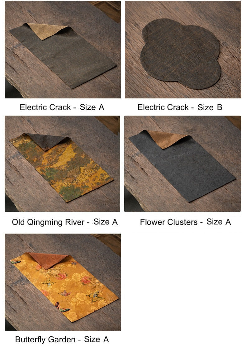 Tea-Silk Mats, Gambiered Canton Silk Tea Mats, Natural Dye, Tea table Placemat, Chado table placemat, Gongfu Tea Accessory, 8 styles 2 size