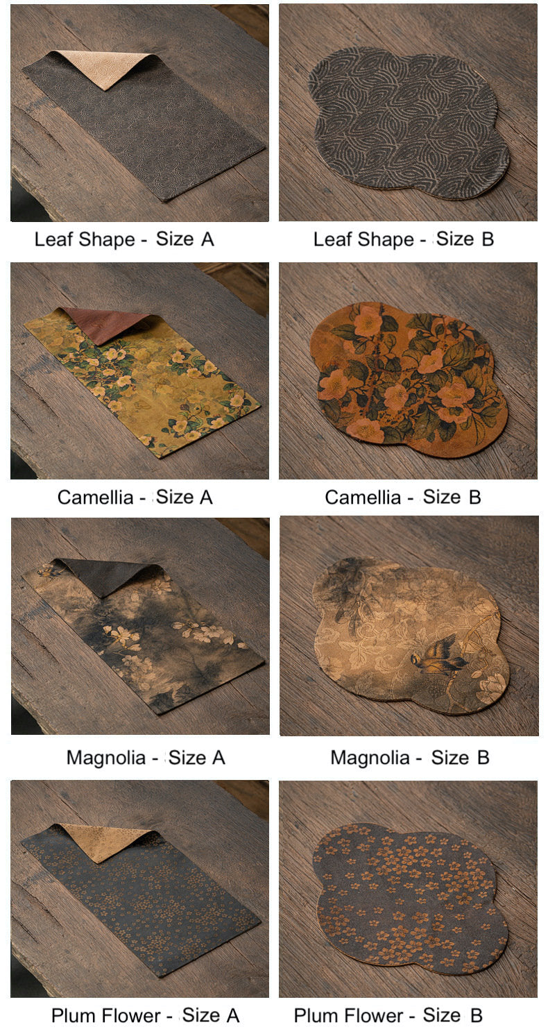 Tea-Silk Mats, Gambiered Canton Silk Tea Mats, Natural Dye, Tea table Placemat, Chado table placemat, Gongfu Tea Accessory, 8 styles 2 size