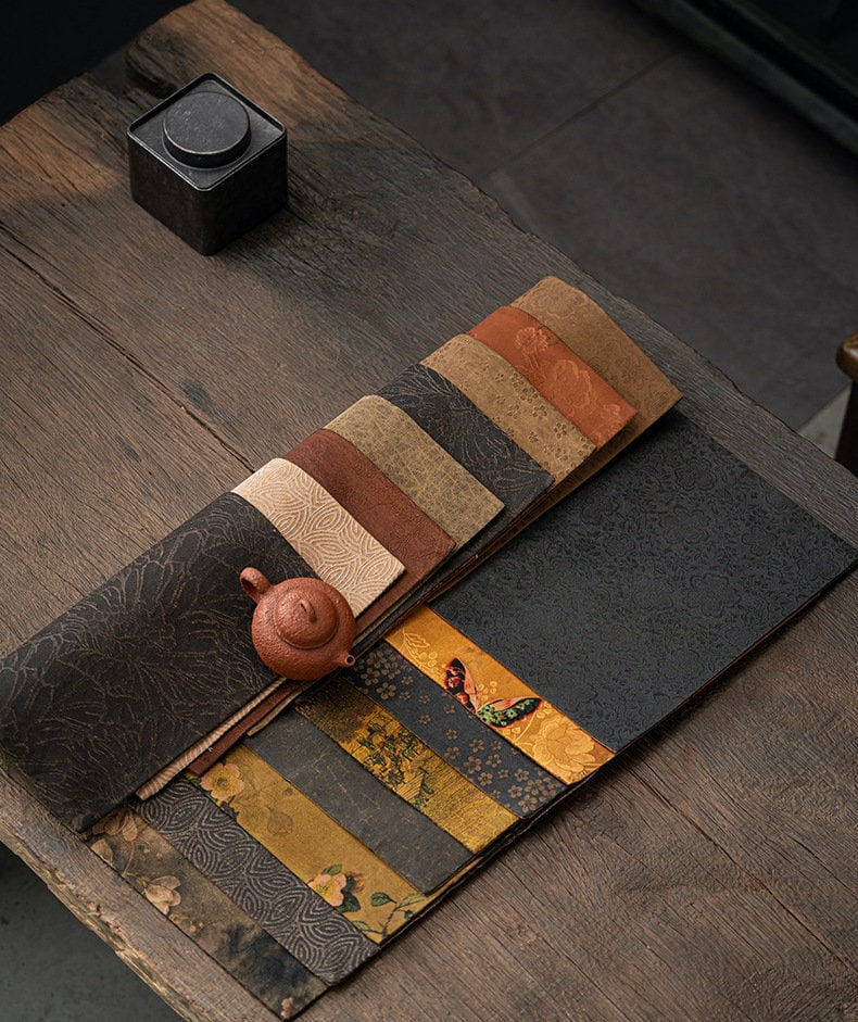 Tea-Silk Mats, Gambiered Canton Silk Tea Mats, Natural Dye, Tea table Placemat, Chado table placemat, Gongfu Tea Accessory, 8 styles 2 size