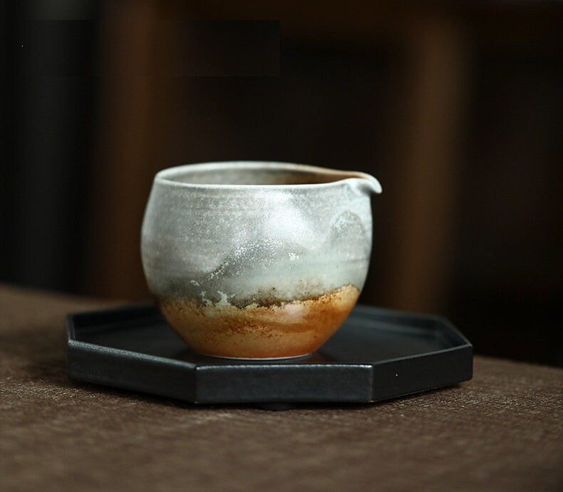 Handmade Kungfu tea Set, Jingdezhen Wood-fire Color Teapot Set - 1 teapot, 4 cups and 1 fairness cup, Gift Set for Gongfu Tea Lovers